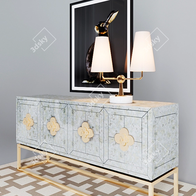 Delphine Antique Glass Credenza 3D model image 2