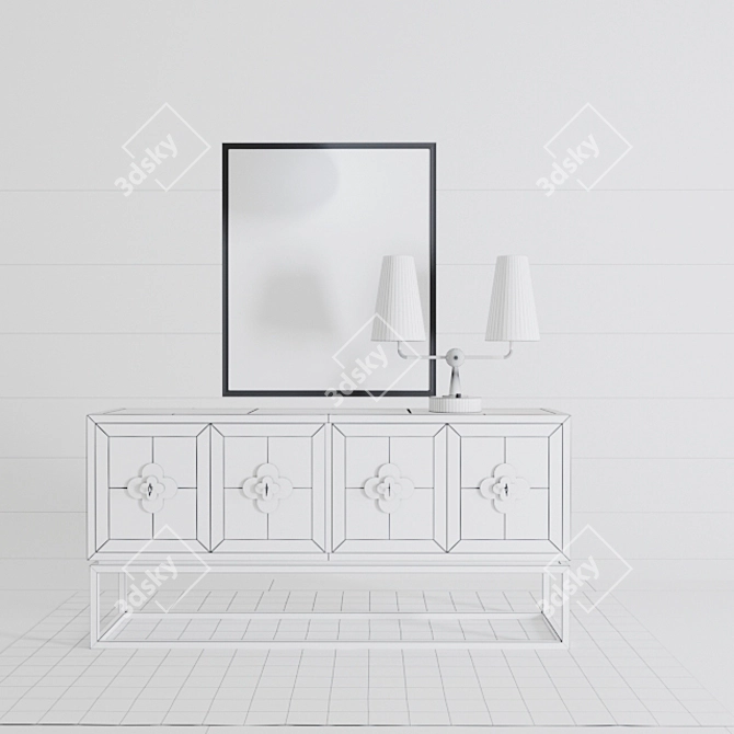 Delphine Antique Glass Credenza 3D model image 3