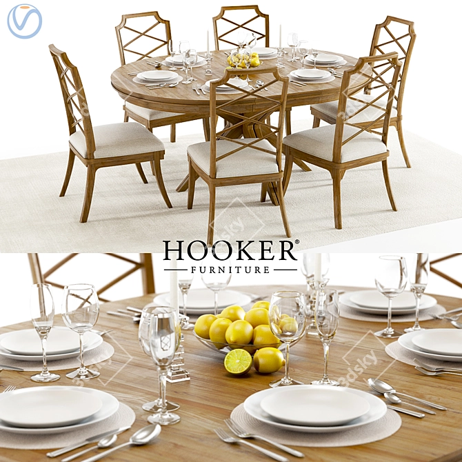 Modern Hooker Retropolitan Dining Set 3D model image 1