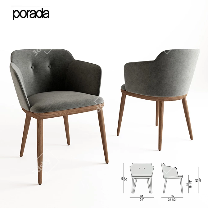 Elegant Porada Celine Armchair 3D model image 1