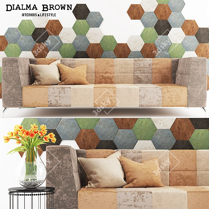 Dialma Brown Terra Fabric Sofa 3D model image 1