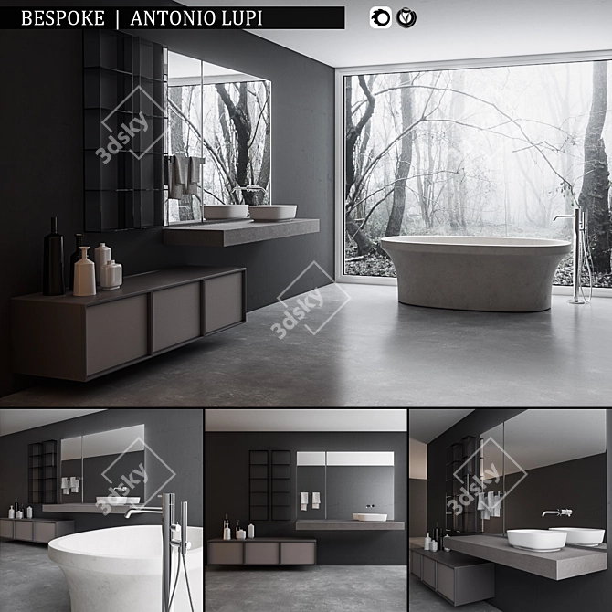 Luxury Bathroom Furniture Set - Customizable Design 3D model image 1