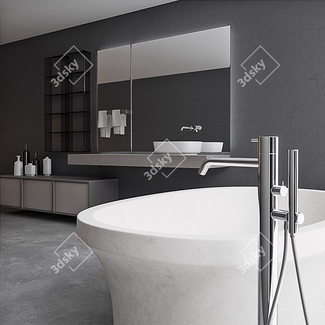 Luxury Bathroom Furniture Set - Customizable Design 3D model image 2
