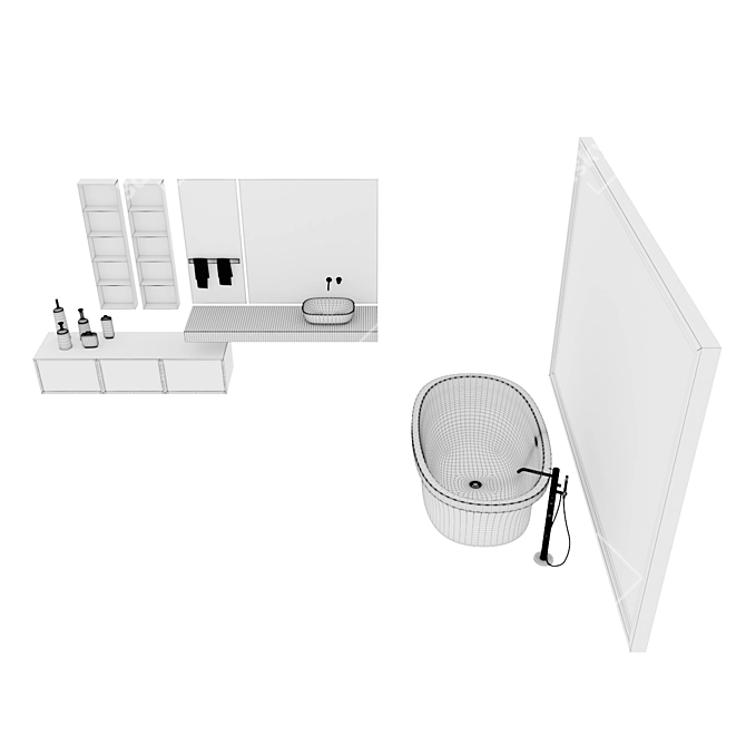 Luxury Bathroom Furniture Set - Customizable Design 3D model image 3