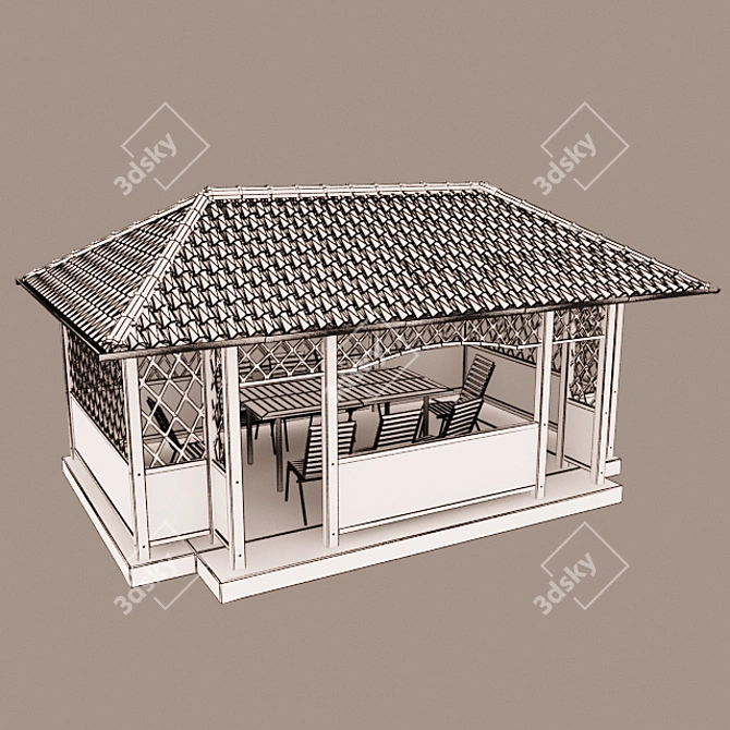 Wooden Garden Alcove with Extra Accessories 3D model image 2