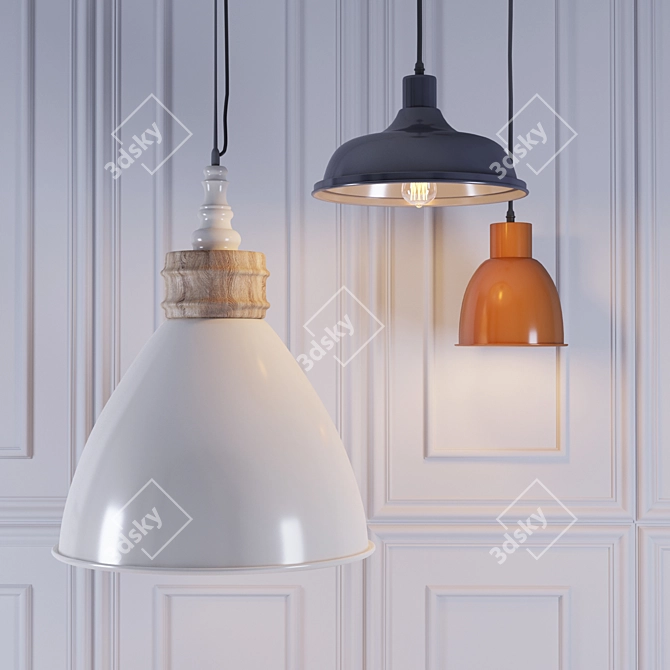 Retro Metal Home Lamps Collection 3D model image 1