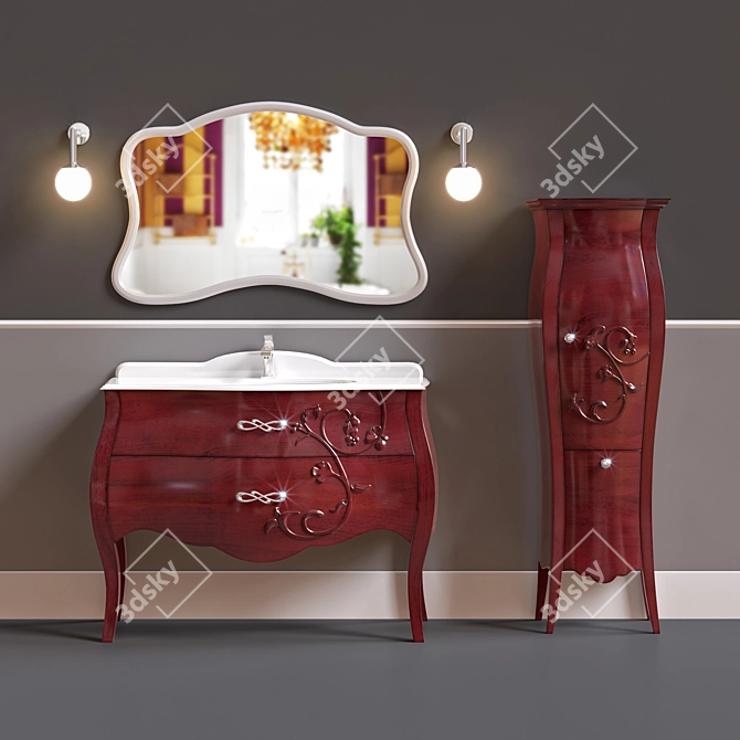 Title: Italian Tulip Bathroom Furniture Set 3D model image 1