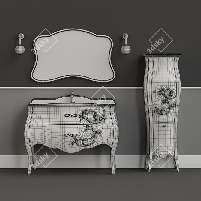 Title: Italian Tulip Bathroom Furniture Set 3D model image 2