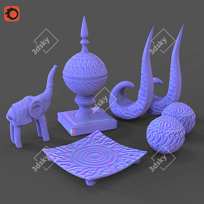  Majestic Elephant Trio: Handcrafted Decor Set 3D model image 2