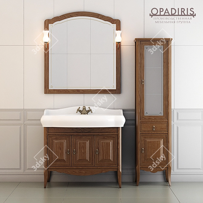 Lorenzo 100: Elegant Bathroom Furniture Set 3D model image 1