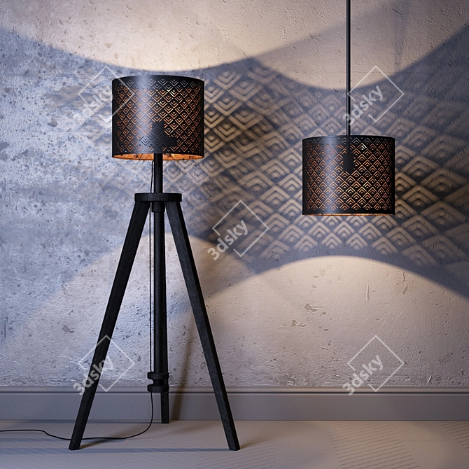  Modern Black Nemo Shade with Lauters Base 3D model image 1