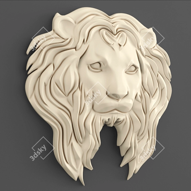 Majestic Lion Head Sculpture 3D model image 1