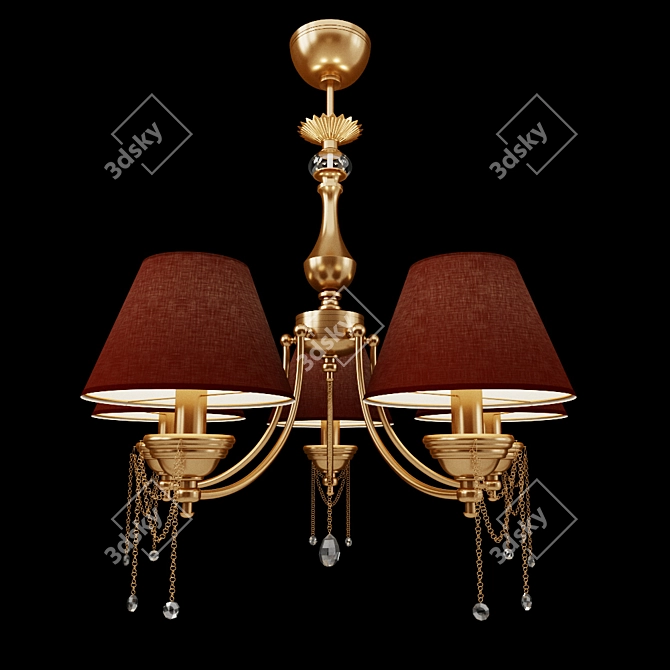 Elegant Brass Chandelier: MAYTONI 58644 3D model image 1