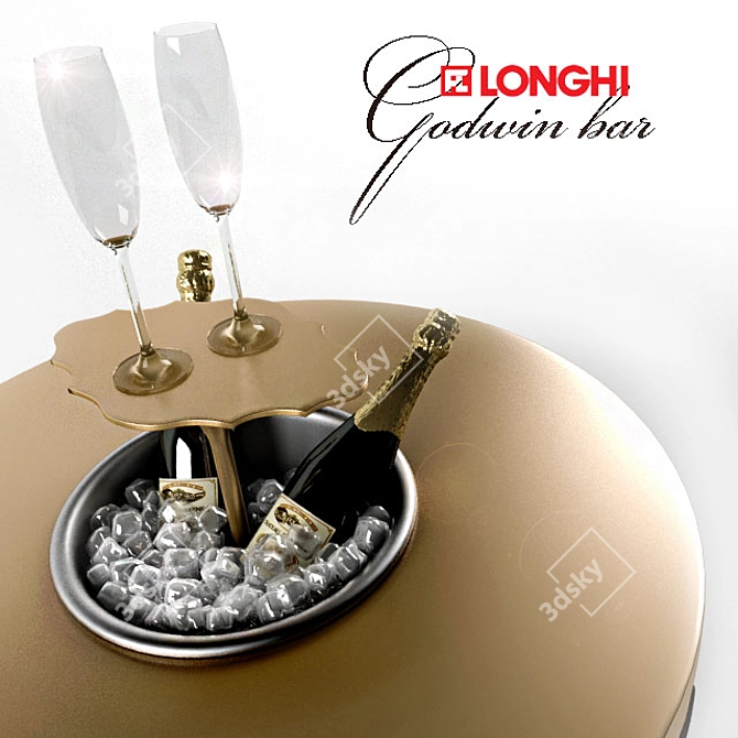 Elegant Bar Table with Stainless Steel Bucket 3D model image 2