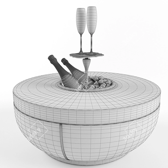 Elegant Bar Table with Stainless Steel Bucket 3D model image 3