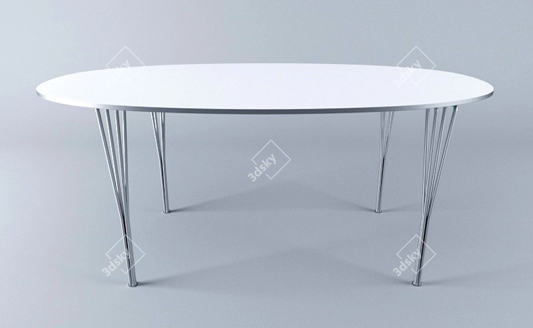 Fritz Hansen Grand Prix Chair & Super-Elliptical Table 3D model image 3