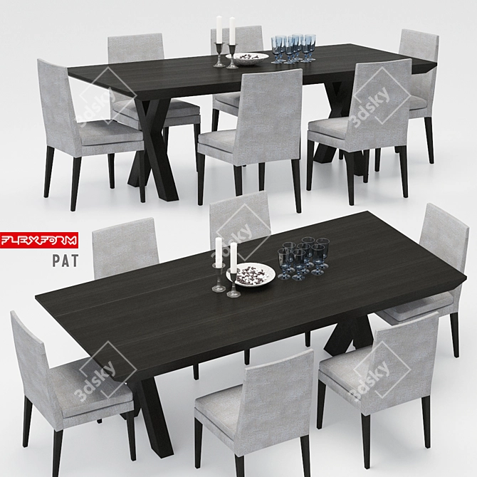 Elegant Casamilano Table & Flexform Chairs 3D model image 1