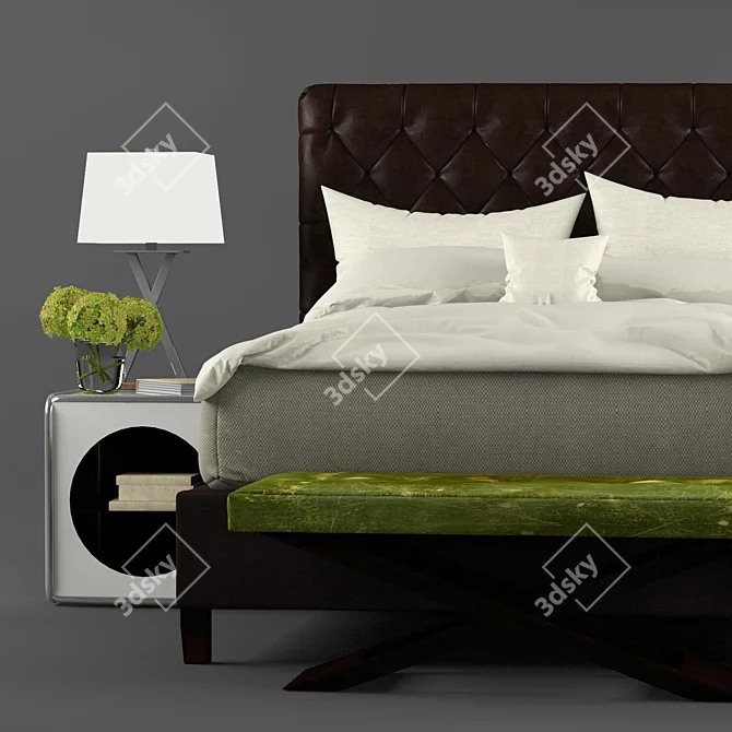 Luxury Bernhardt Harlow PORTER Bed 3D model image 2