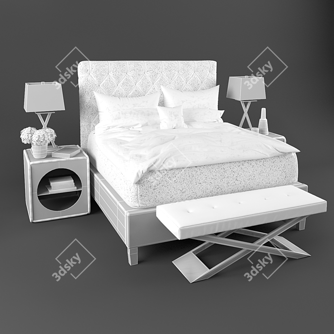 Luxury Bernhardt Harlow PORTER Bed 3D model image 3