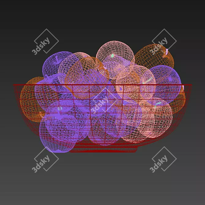 Fresh Harvest: Glass Bowl of Apples 3D model image 3