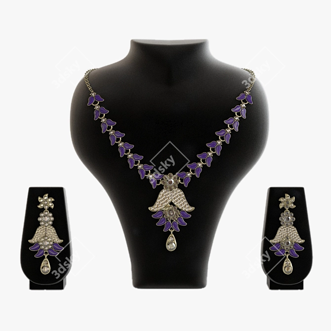 Elegant Alloy Jewel Set 3D model image 1