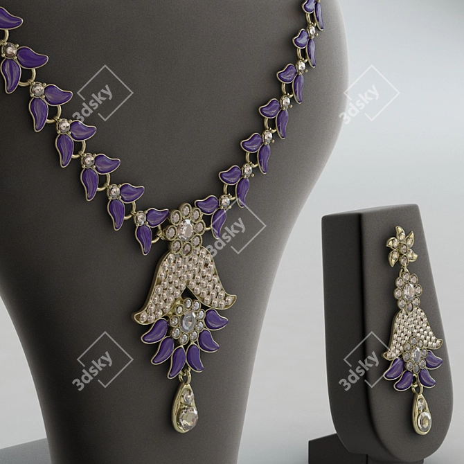 Elegant Alloy Jewel Set 3D model image 2