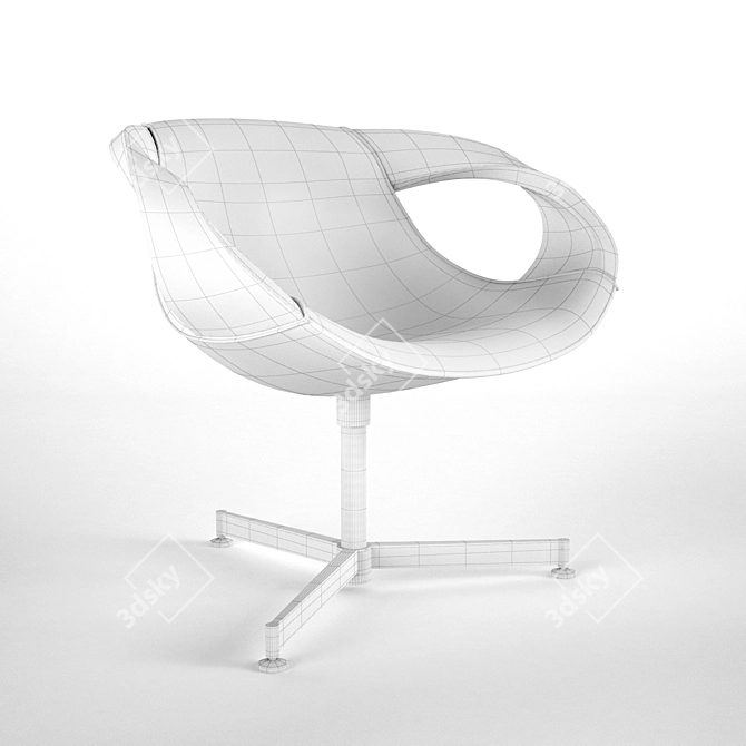 Walnut Swivel Lounge Chair 3D model image 3