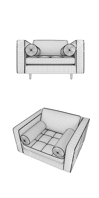 Sleek Charme Tan Leather Armchair 3D model image 3