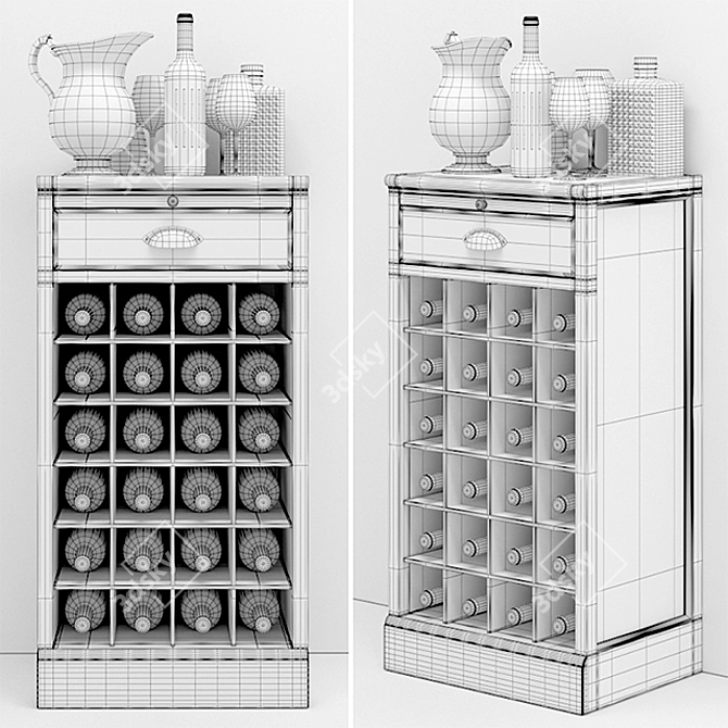 Modular Wine Grid Bases 3D model image 3