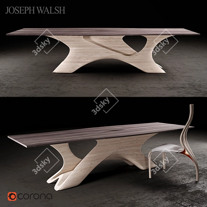 Elegant Enignum I Chair & Erosion III Dining Table by Joseph Walsh 3D model image 1