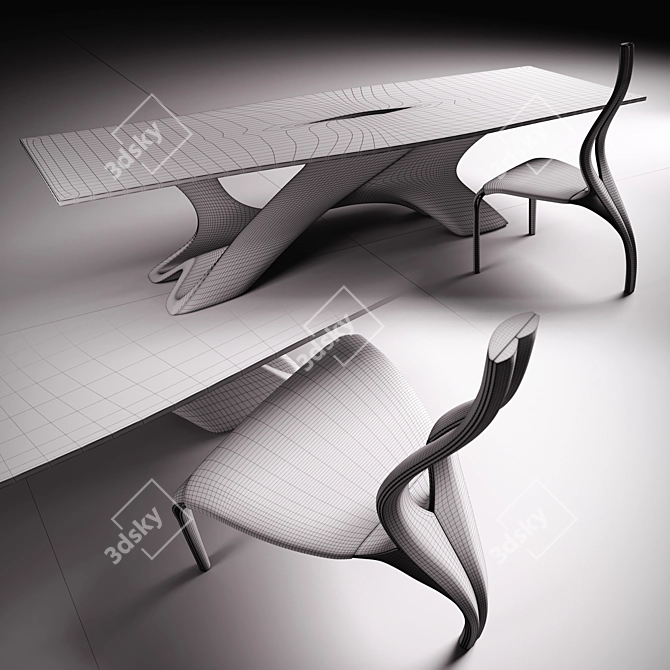 Elegant Enignum I Chair & Erosion III Dining Table by Joseph Walsh 3D model image 3