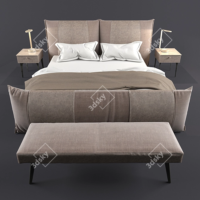 Modern PEPPER NIGHT Bed - Complete Bedroom Set 3D model image 1