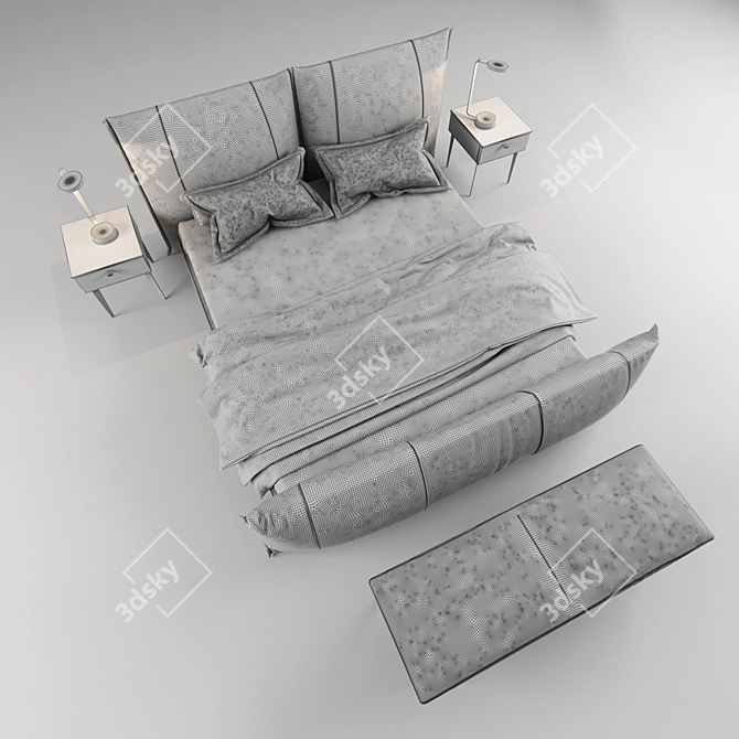 Modern PEPPER NIGHT Bed - Complete Bedroom Set 3D model image 3