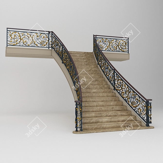 Elegant Staircase Masterpiece 3D model image 1