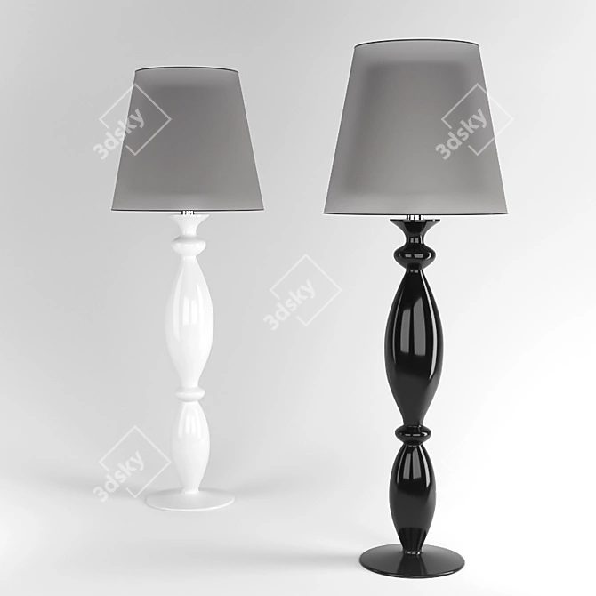 Modern Ceramic Floor Lamp with Paper Shade 3D model image 1