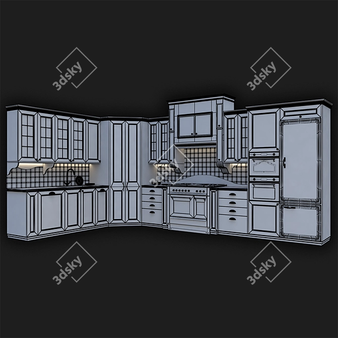 Refined American Kitchen: Classic Design 3D model image 2