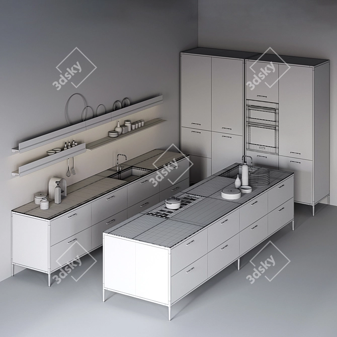 Modern Cesar Unit Kitchen 3D model image 2