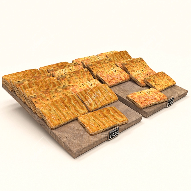 Delicious Focaccia Flat Bread 3D model image 1