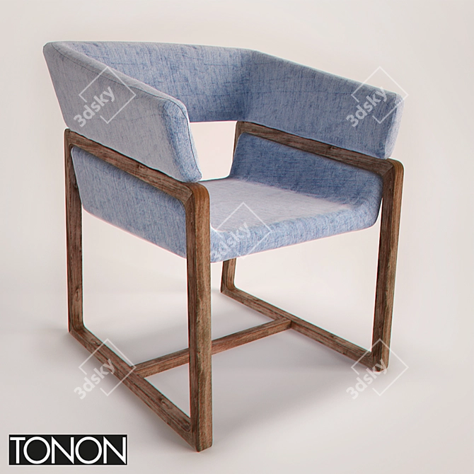 Modern & Wood Armchair with Armrests 3D model image 1