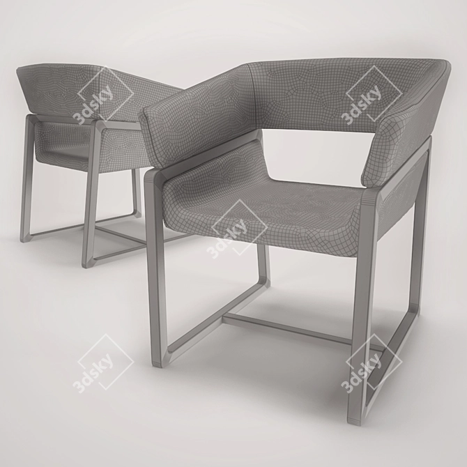 Modern & Wood Armchair with Armrests 3D model image 3