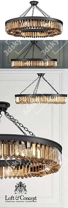 Retro Frozen Glass Chandelier 3D model image 2