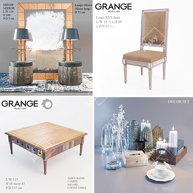 French Grange Décor Set 3D model image 2