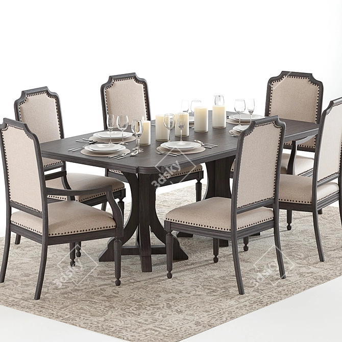 Elegant Hooker Corsica Dining Set 3D model image 2