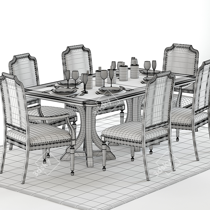 Elegant Hooker Corsica Dining Set 3D model image 3