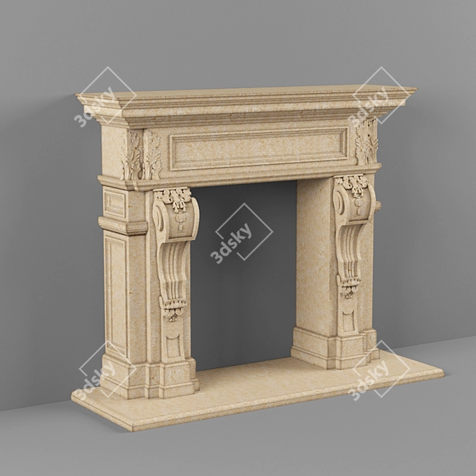 Elegant Fireplace Portal 3D model image 1