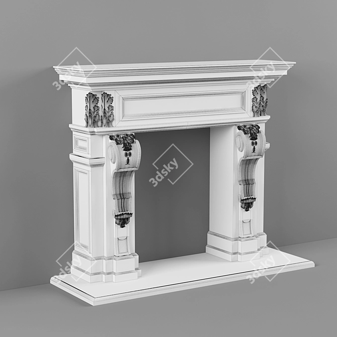 Elegant Fireplace Portal 3D model image 2