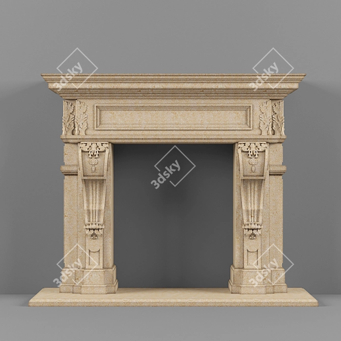 Elegant Fireplace Portal 3D model image 3