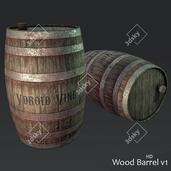 HD Wood Barrel V1: Low Poly Elegance 3D model image 1