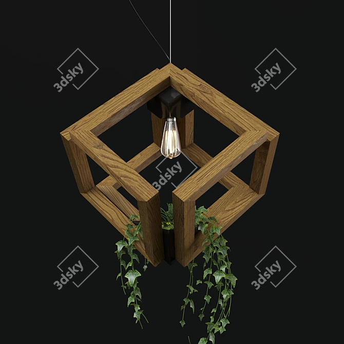 Multifunctional Wood Cube Light 3D model image 2