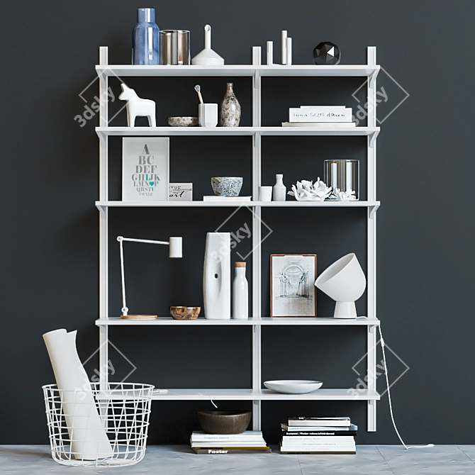 IKEA BOAXEL Algot Wall Shelf System 3D model image 1